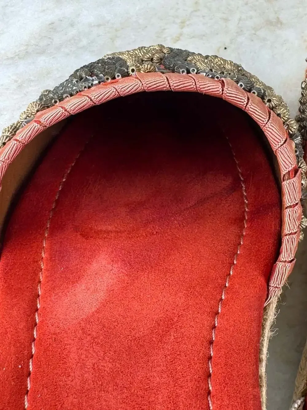 BOC Red Suede Beaded Espadrille Wedge Sandals Ankle Strap Boho Women’s Size 8
